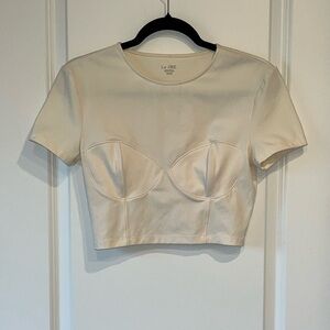 Le Ore Sorelle Corset Crop Top Feminine Casual Gym Girl Ivory Medium
